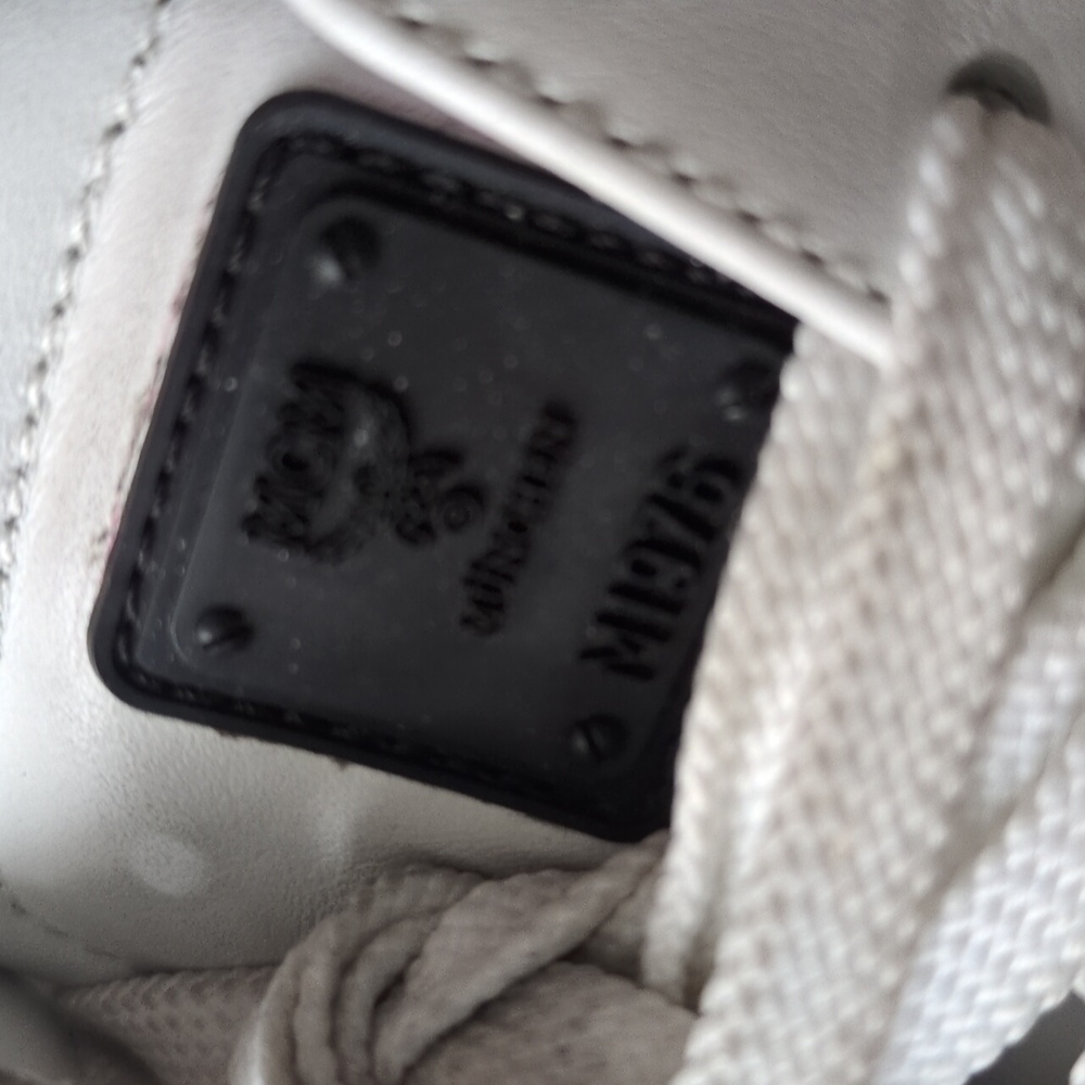 MCM Terrain Monogram Derby White Black Lace Up Leather Sneaker EU 42/US 9 In Box - Picture 13 of 17